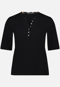 Betty Barclay Shirts*Basic Shirt mit Knöpfen Patch Black/Beige