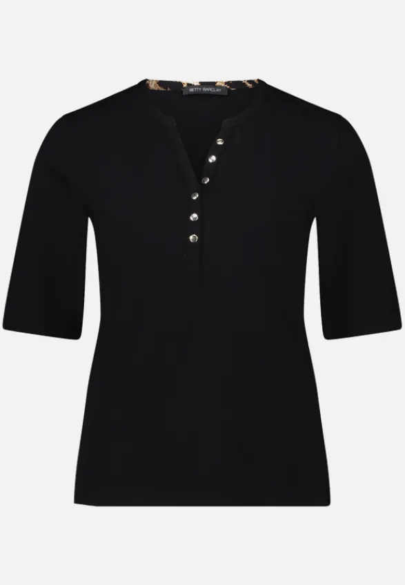 Betty Barclay Shirts*Basic Shirt mit Knöpfen Patch Black/Beige