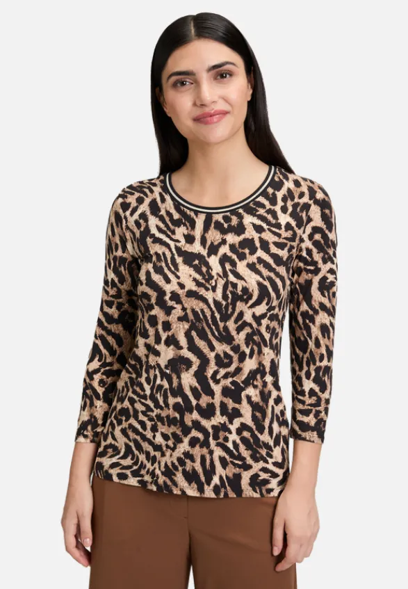 Betty Barclay Shirts*Basic Shirt mit Rippbündchen Schwarz/Beige