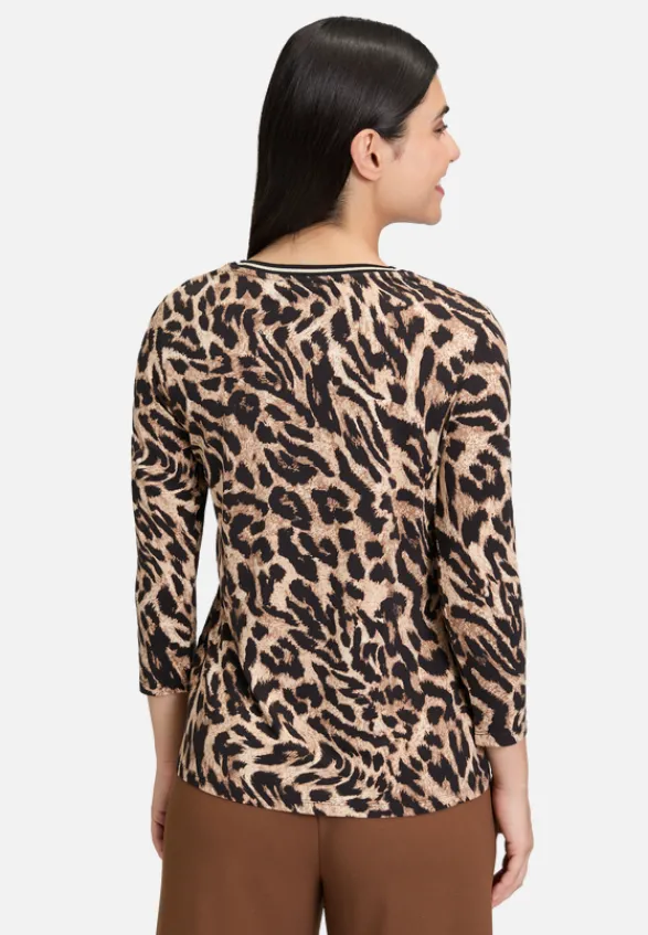 Betty Barclay Shirts*Basic Shirt mit Rippbündchen Schwarz/Beige