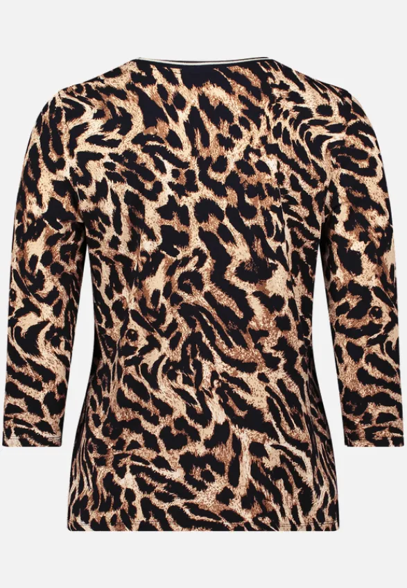 Betty Barclay Shirts*Basic Shirt mit Rippbündchen Schwarz/Beige
