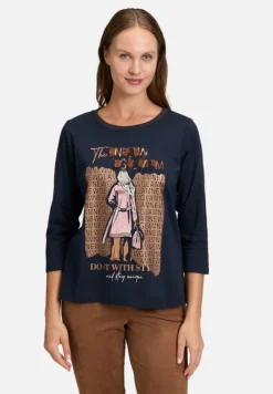 Betty Barclay Shirts*Basic Shirt mit Rippbündchen Patch Dark Blue/Brown