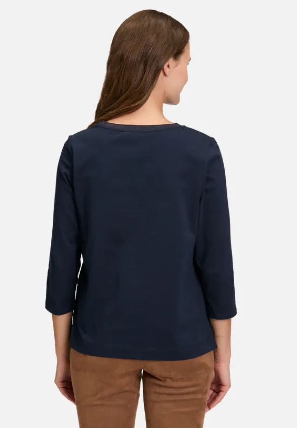 Betty Barclay Shirts*Basic Shirt mit Rippbündchen Patch Dark Blue/Brown