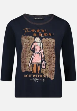 Betty Barclay Shirts*Basic Shirt mit Rippbündchen Patch Dark Blue/Brown