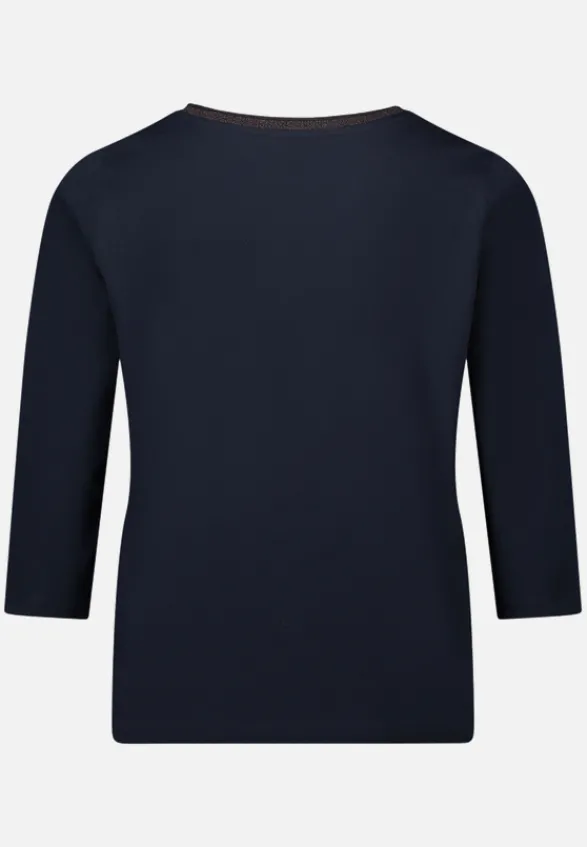 Betty Barclay Shirts*Basic Shirt mit Rippbündchen Patch Dark Blue/Brown