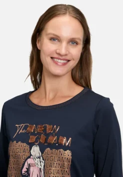 Betty Barclay Shirts*Basic Shirt mit Rippbündchen Patch Dark Blue/Brown