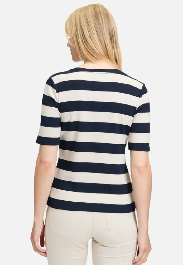 Betty Barclay Shirts*Basic Shirt mit Rippenstruktur Dark Blue/Beige