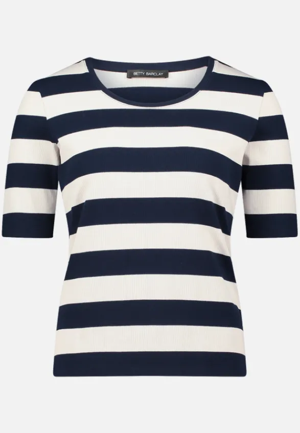 Betty Barclay Shirts*Basic Shirt mit Rippenstruktur Dark Blue/Beige