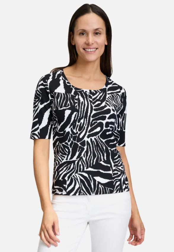 Betty Barclay Shirts*Basic Shirt mit Rippenstruktur Schwarz/Weiß