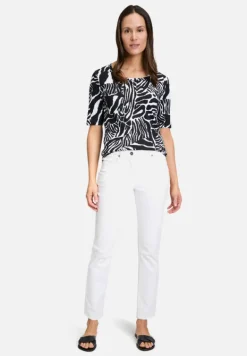 Betty Barclay Shirts*Basic Shirt mit Rippenstruktur Schwarz/Weiß