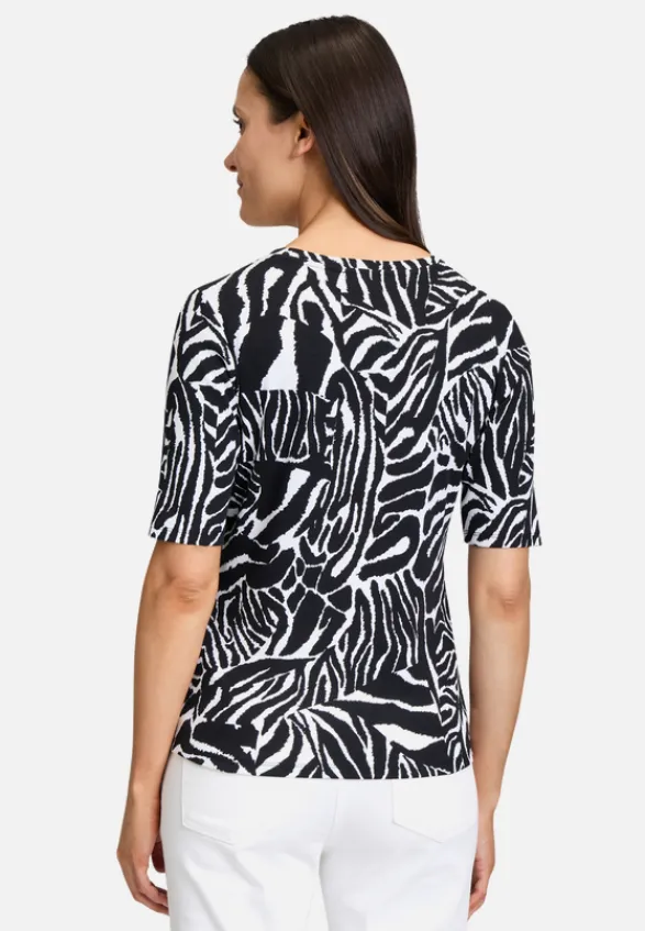 Betty Barclay Shirts*Basic Shirt mit Rippenstruktur Schwarz/Weiß