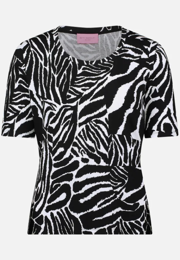 Betty Barclay Shirts*Basic Shirt mit Rippenstruktur Schwarz/Weiß