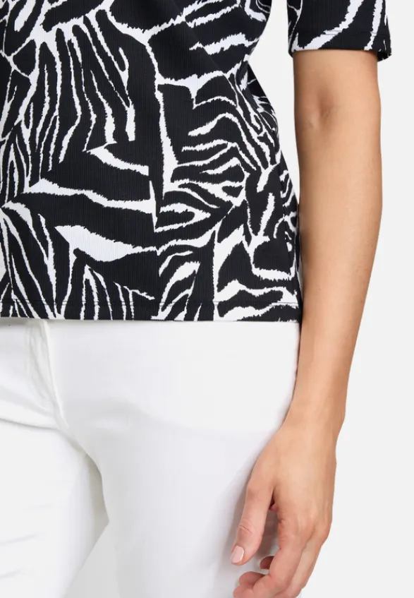 Betty Barclay Shirts*Basic Shirt mit Rippenstruktur Schwarz/Weiß