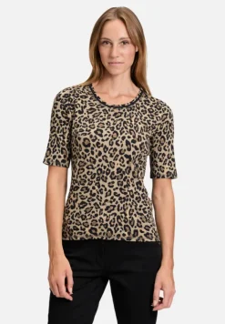 Betty Barclay Shirts*Basic Shirt mit Rippenstruktur Khaki/Schwarz
