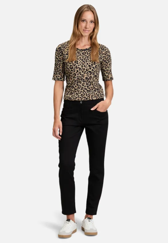 Betty Barclay Shirts*Basic Shirt mit Rippenstruktur Khaki/Schwarz