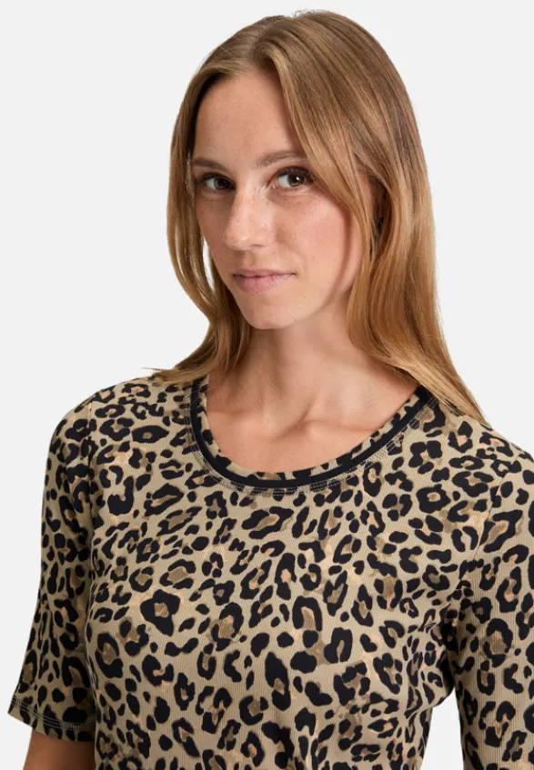 Betty Barclay Shirts*Basic Shirt mit Rippenstruktur Khaki/Schwarz