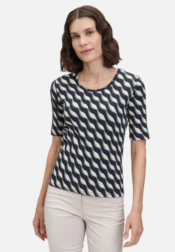 Betty Barclay Shirts*Basic Shirt mit Rippenstruktur Dark Blue/Green