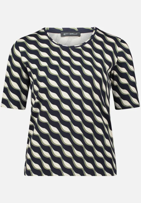 Betty Barclay Shirts*Basic Shirt mit Rippenstruktur Dark Blue/Green