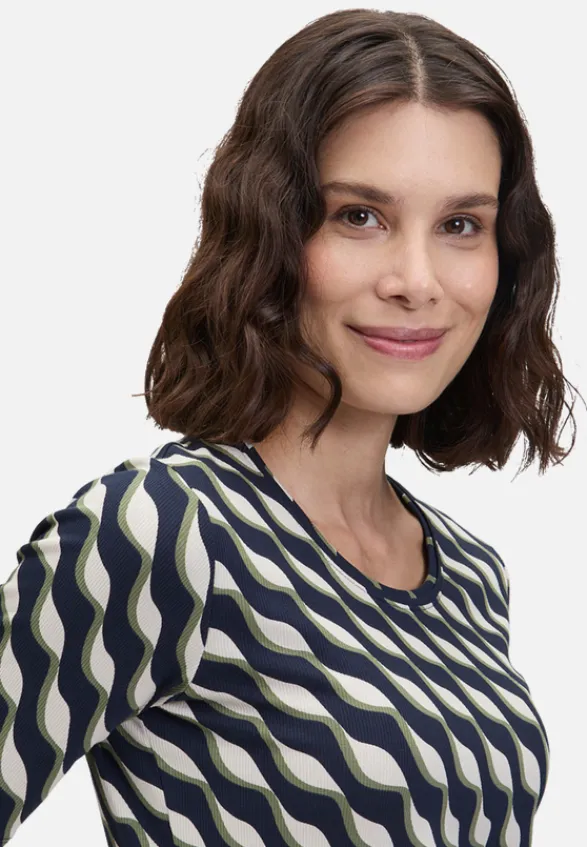 Betty Barclay Shirts*Basic Shirt mit Rippenstruktur Dark Blue/Green