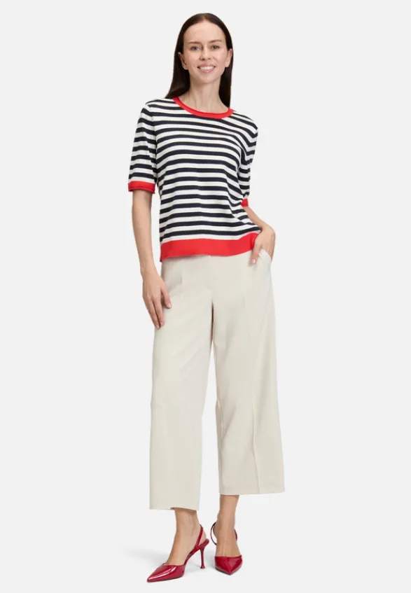Betty Barclay Strick*Basic-Pullover mit Streifen Patch Dark Blue/Red