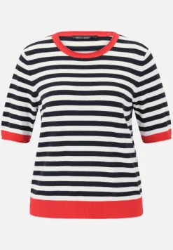 Betty Barclay Strick*Basic-Pullover mit Streifen Patch Dark Blue/Red