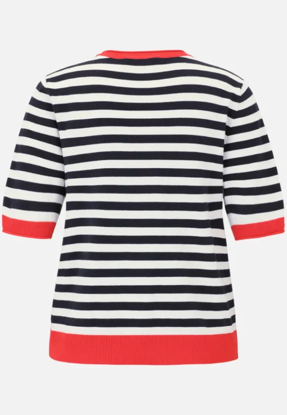 Betty Barclay Strick*Basic-Pullover mit Streifen Patch Dark Blue/Red