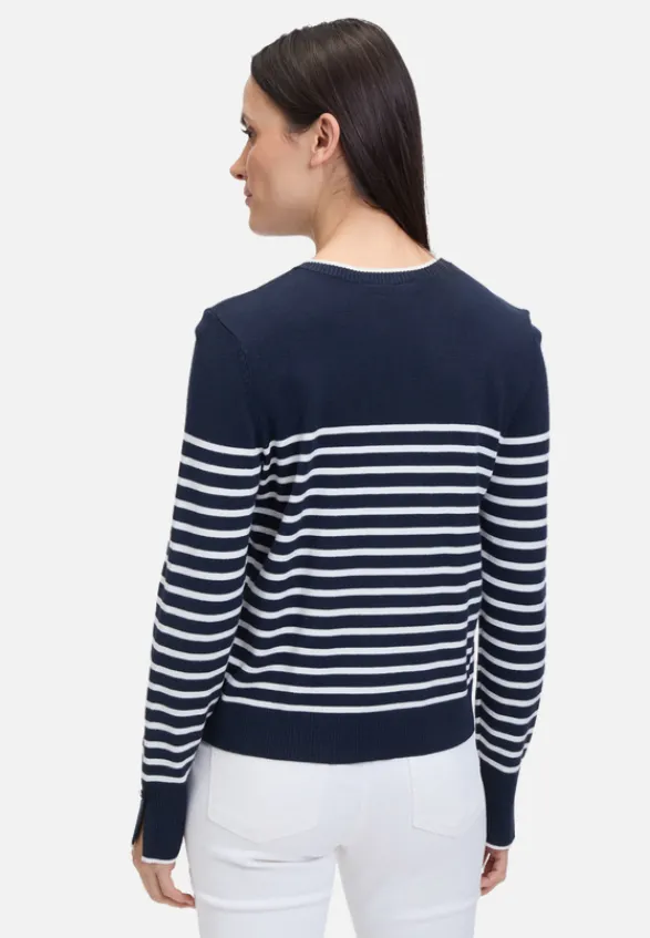 Betty Barclay Strick*Basic-Strickjacke mit Streifen Patch Dark Blue/Cream