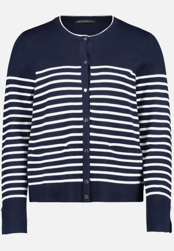 Betty Barclay Strick*Basic-Strickjacke mit Streifen Patch Dark Blue/Cream