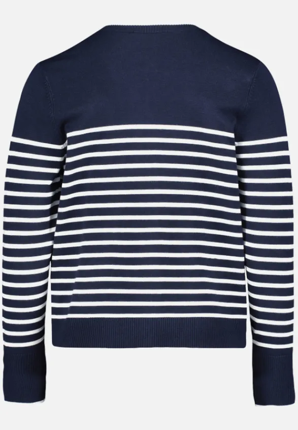 Betty Barclay Strick*Basic-Strickjacke mit Streifen Patch Dark Blue/Cream