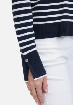 Betty Barclay Strick*Basic-Strickjacke mit Streifen Patch Dark Blue/Cream