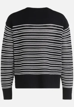 Betty Barclay Strick*Basic-Strickpullover mit Streifen Patch Black/Cream