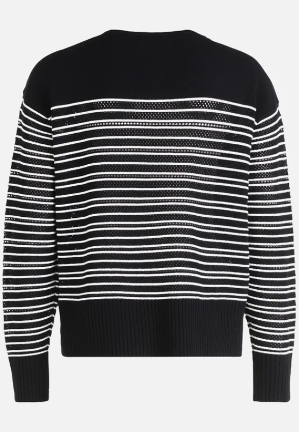 Betty Barclay Strick*Basic-Strickpullover mit Streifen Patch Black/Cream