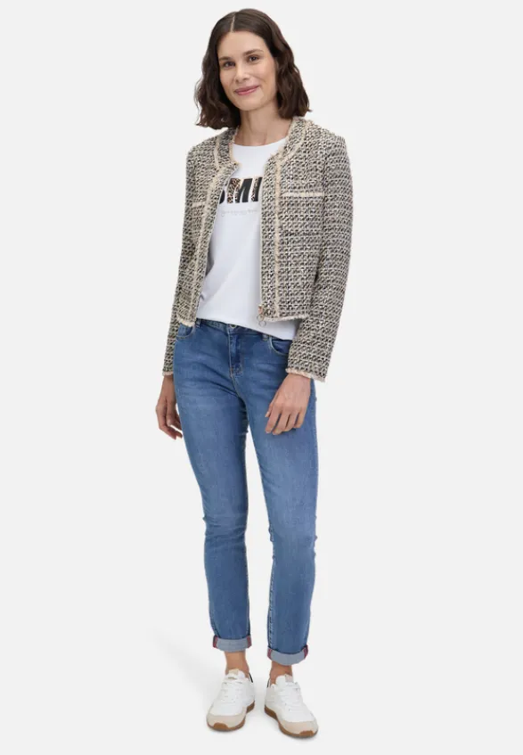 Betty Barclay Business Kleidung|Blazer*Blazer-Jacke mit Fransen Schwarz/Beige