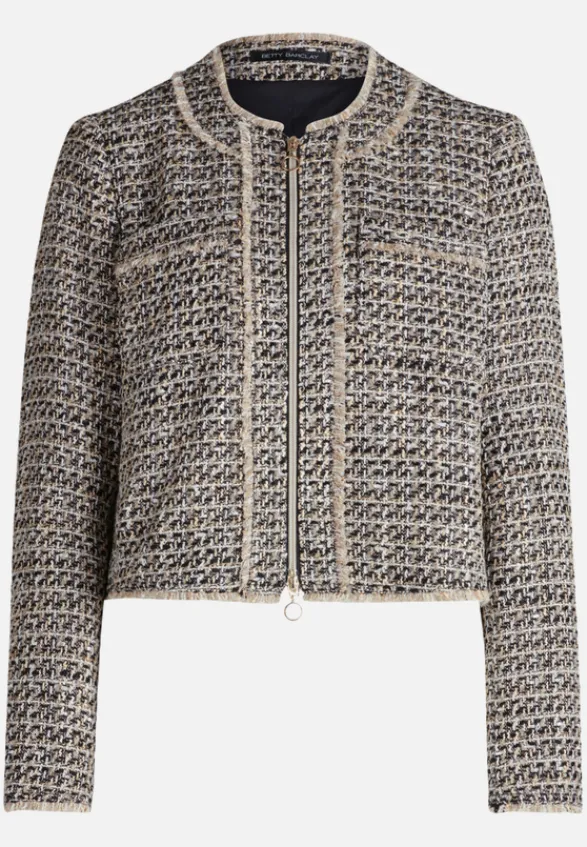 Betty Barclay Business Kleidung|Blazer*Blazer-Jacke mit Fransen Schwarz/Beige