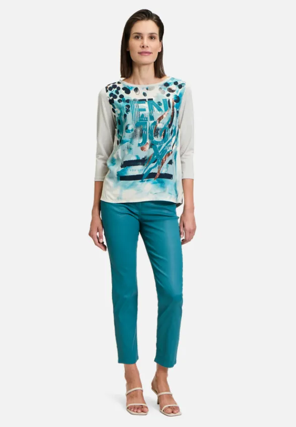 Betty Barclay Shirts|Blusen*Blusenshirt mit Aufdruck Beige/Petrol