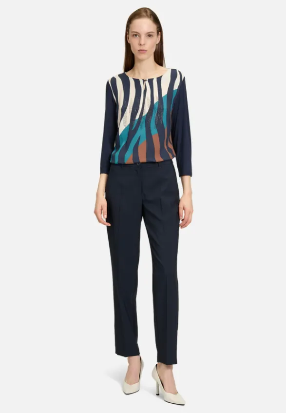Betty Barclay Blusen|Shirts*Blusenshirt mit Aufdruck Dark Blue/Beige