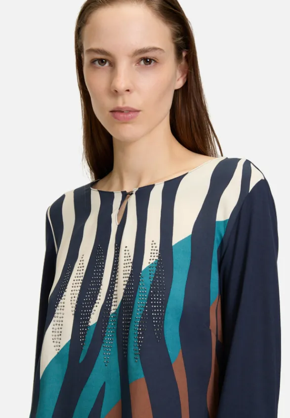 Betty Barclay Blusen|Shirts*Blusenshirt mit Aufdruck Dark Blue/Beige