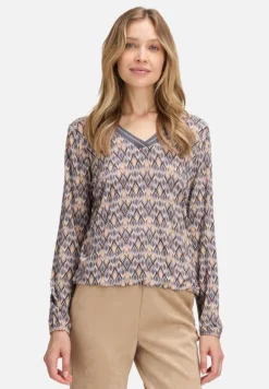 Betty Barclay Shirts*Blusenshirt mit V-Ausschnitt Grau/Beige