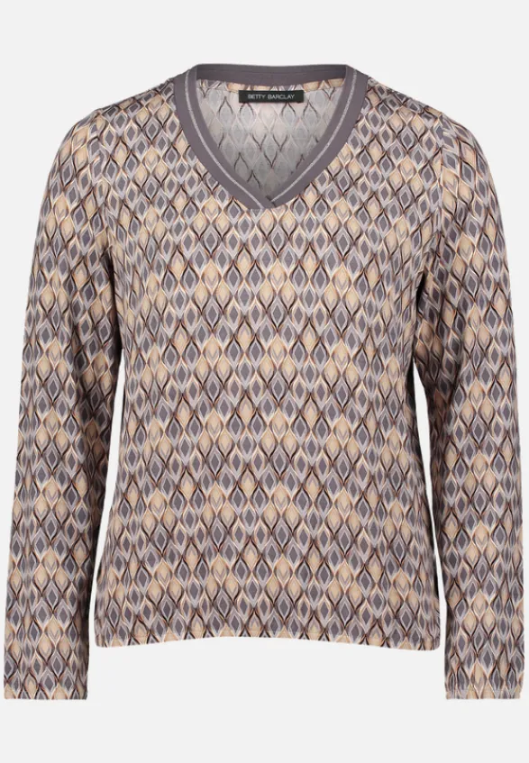 Betty Barclay Shirts*Blusenshirt mit V-Ausschnitt Grau/Beige