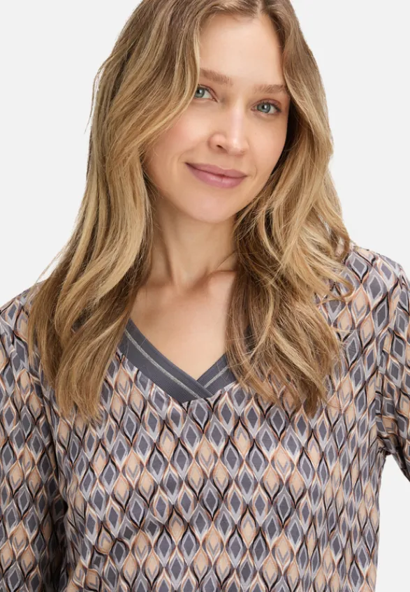 Betty Barclay Shirts*Blusenshirt mit V-Ausschnitt Grau/Beige