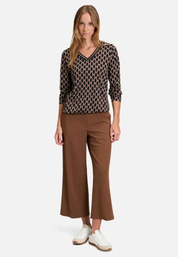 Betty Barclay Shirts*Blusenshirt mit V-Ausschnitt Schwarz/Beige