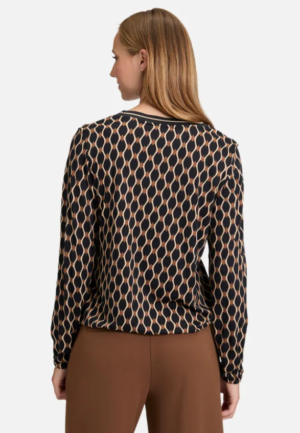 Betty Barclay Shirts*Blusenshirt mit V-Ausschnitt Schwarz/Beige