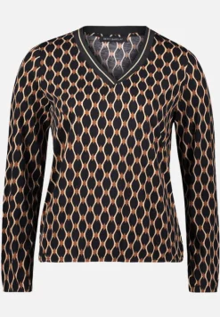 Betty Barclay Shirts*Blusenshirt mit V-Ausschnitt Schwarz/Beige