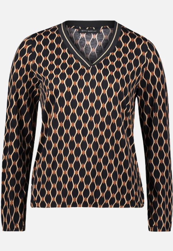 Betty Barclay Shirts*Blusenshirt mit V-Ausschnitt Schwarz/Beige