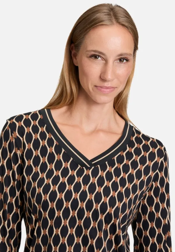 Betty Barclay Shirts*Blusenshirt mit V-Ausschnitt Schwarz/Beige