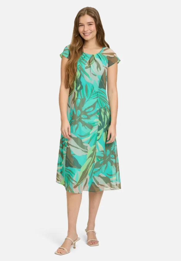 Betty Barclay Kleider*Chiffonkleid figurbetont Khaki/Blau