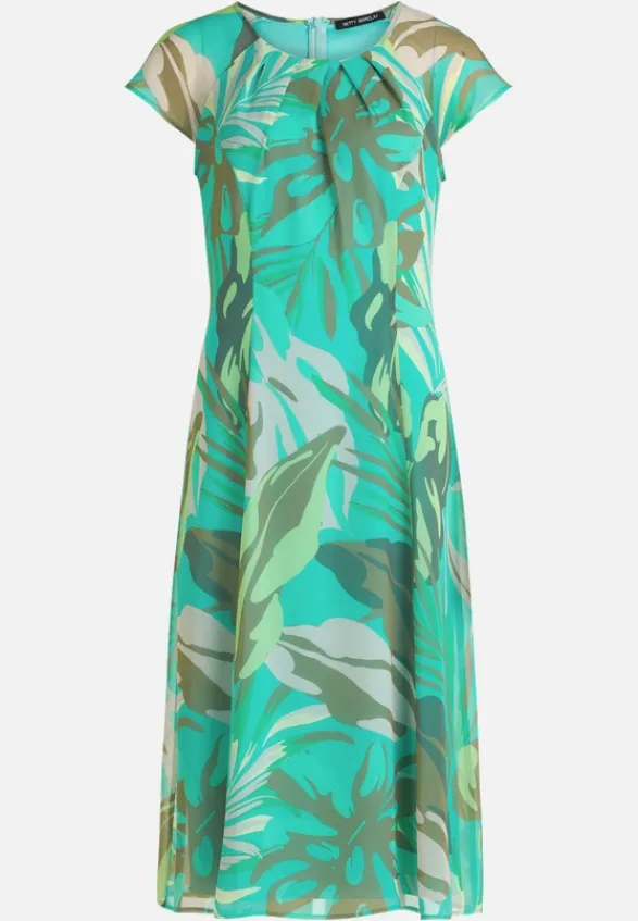 Betty Barclay Kleider*Chiffonkleid figurbetont Khaki/Blau