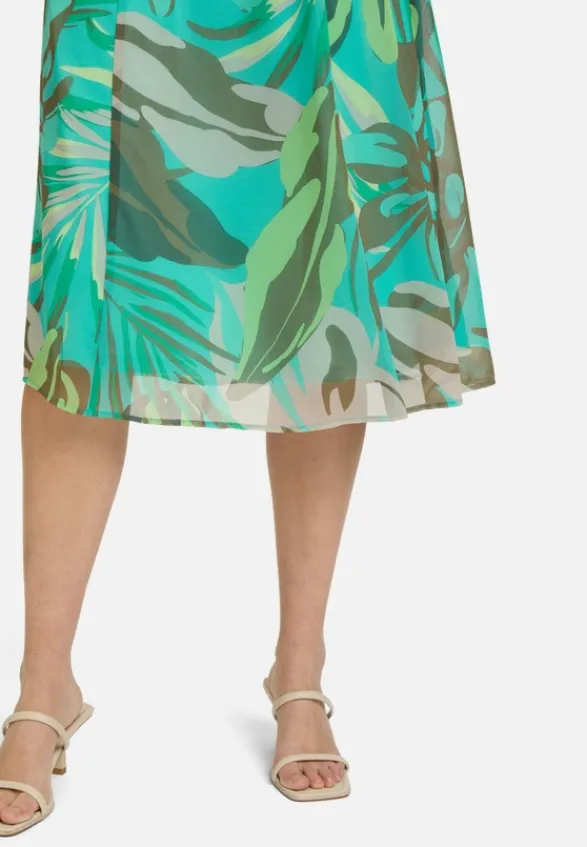 Betty Barclay Kleider*Chiffonkleid figurbetont Khaki/Blau