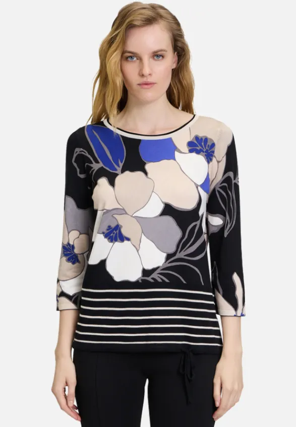 Betty Barclay Strick*Feinstrickpullover mit Blumenprint Schwarz/Blau