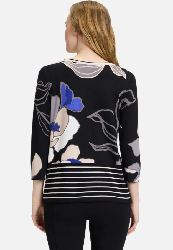 Betty Barclay Strick*Feinstrickpullover mit Blumenprint Schwarz/Blau
